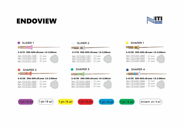 ENDOVIEW (13/03) - файлы для корневой обработки, тип NiTi 21мм (6шт), Geosoft / Россия-Израиль