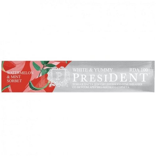 Зубная паста  PRESIDENT White & Yummy Арбузно-мятный сорбет, 75мл ЧЗ